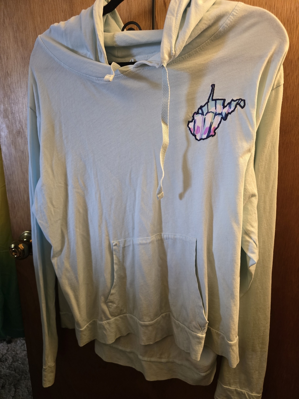 Sky Blue Pullover Hoodie with Pastel WV Patch